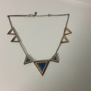 Women's Blue and Gold Triangle Necklace